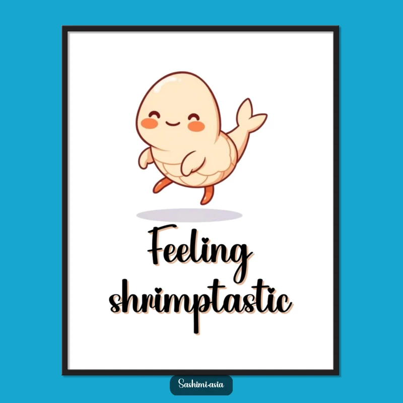 Funny Hopping Shrimp Digital Print: Instant Playfulness with This Sea Creature Artwork
