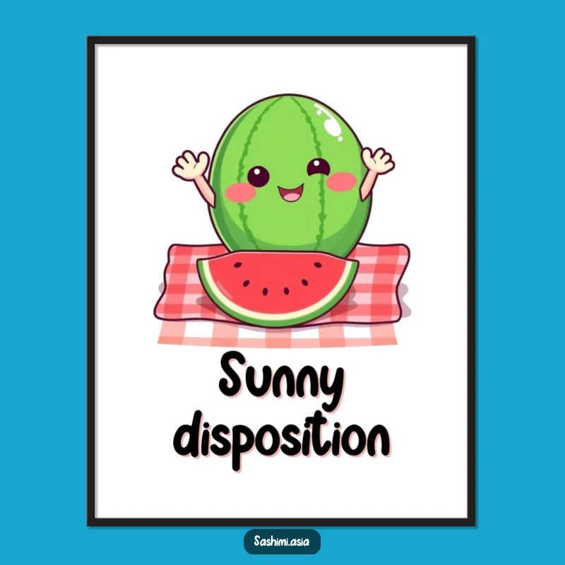 Funny Watermelon Digital Art: Summer Picnic Wave Print Gift