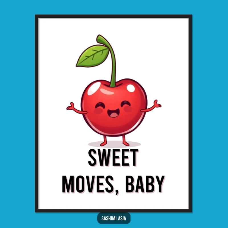 Funny Dancing Cherry Digital Print: Instant Joy with This Fruity Artwork