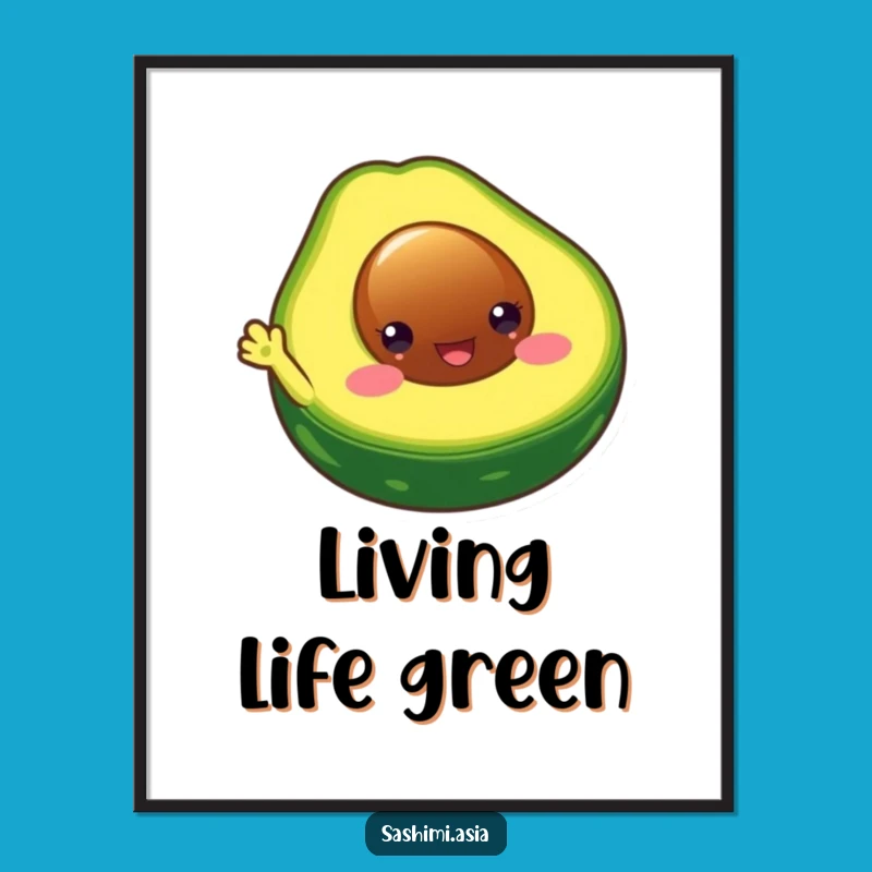 Funny Chubby Avocado Poster: Brighten Your Walls with This Waving Fruit Art