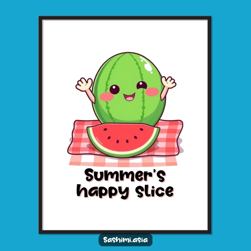 Funny Watermelon Poster: Summer Picnic Wall Art Gift