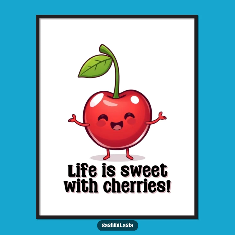 Free Printable Cherry Wall Art - Funny Downloadable Fruity Decor Gift