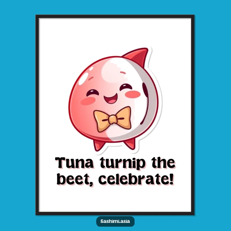 Free Printable Tuna Bow Tie Wall Art - Funny Downloadable Sushi Decor Gift