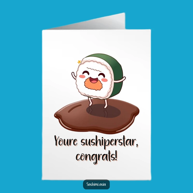 Congrats Free Printable Card: Sushi Celebration Dance, Downloadable & Print at Home Fun