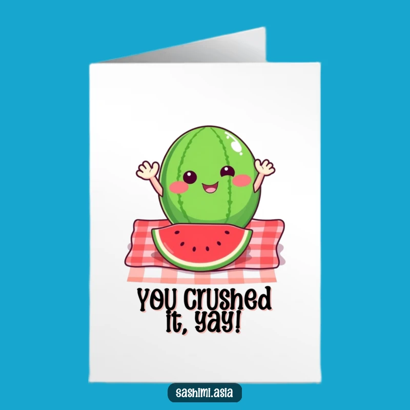 Congrats Free Printable Card: Watermelon Picnic Cheer, Downloadable & Print at Home Fun
