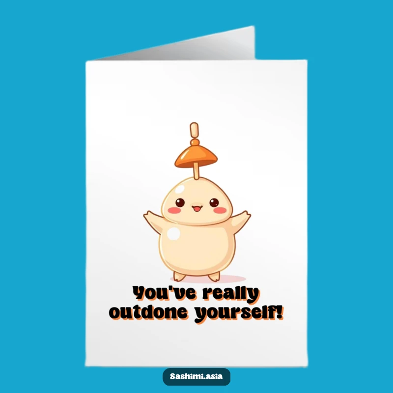 Free Printable Dumpling Congratulations Card: Tiny Hat Balance Humor Downloadable Gift