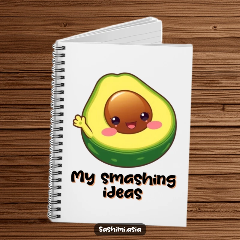 Funny Chubby Avocado Notebook: Happy avocado half waving, perfect for jotting down humorous thoughts and daily plans.