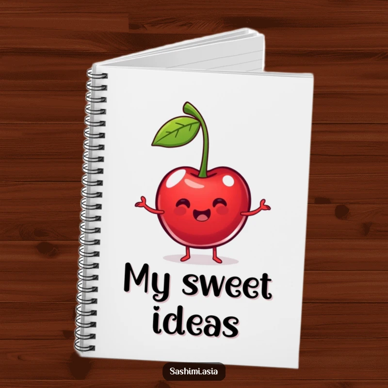 Funny Dancing Cherry Notebook: Plump red cherry dancing with stem arms, perfect for jotting down humorous ideas and plans.